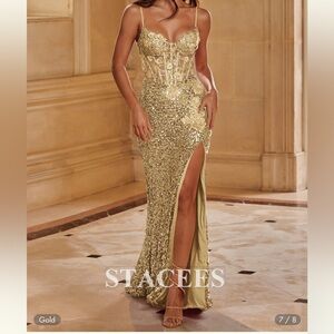 GOLD SHINY LONG DRESS ‼️